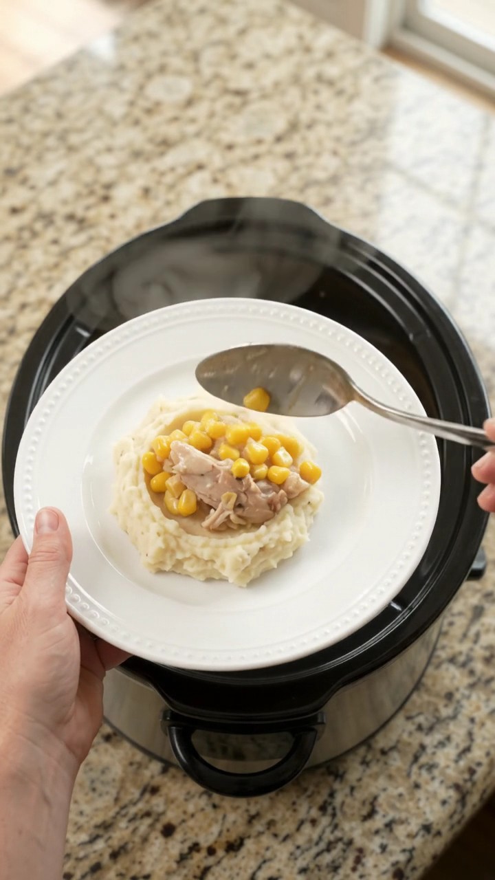 Crockpot Velvety Swiss Sweet Corn Chicken Thighs