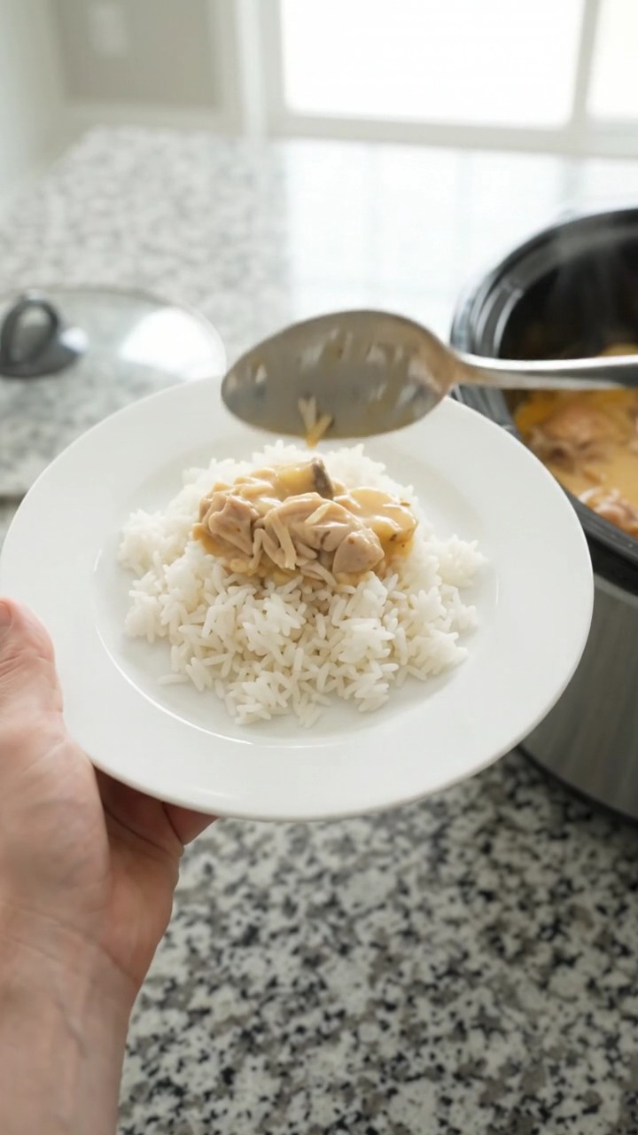 Crockpot Velvety Cheddar Baby Potato Chicken Thighs
