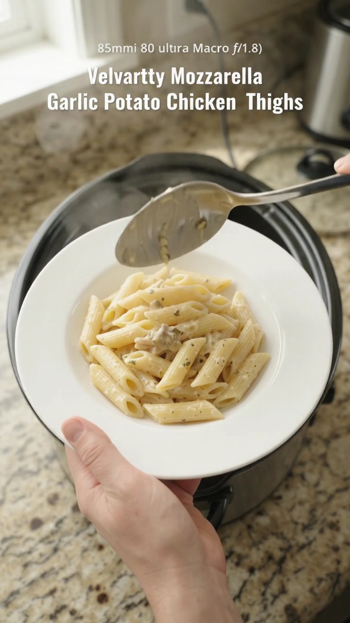 Crockpot Velvety Mozzarella Baby Potato Chicken Thighs