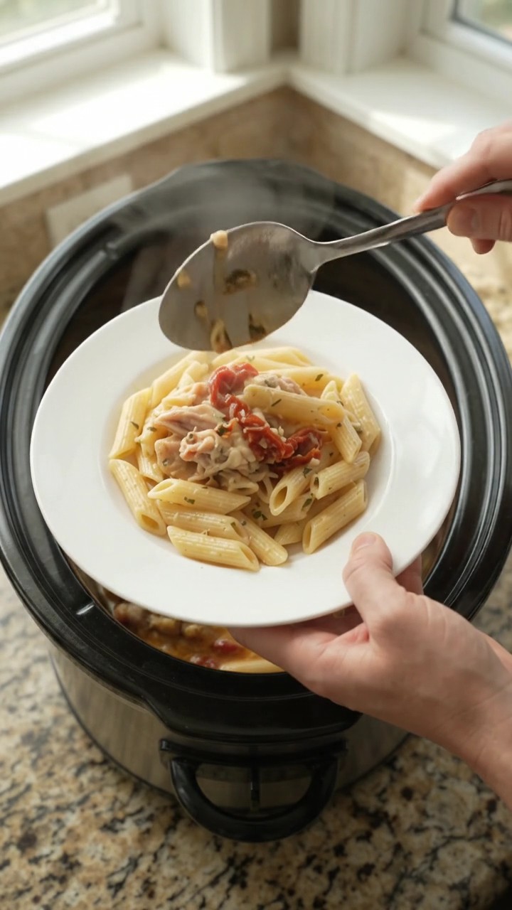 Crockpot Velvety Mozzarella Sun-dried Tomato Chicken Thighs