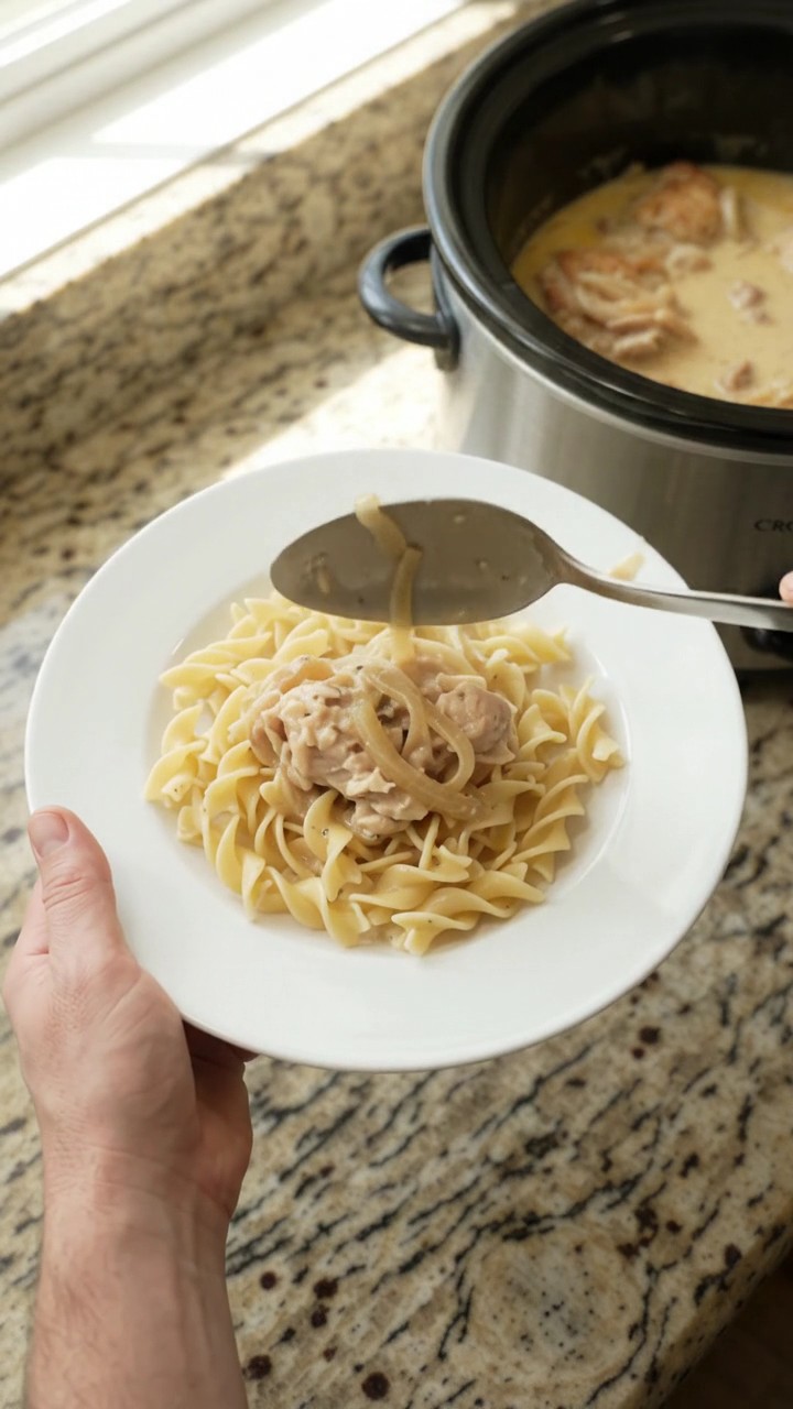 Crockpot Velvety Parmesan French Onion Chicken Thighs