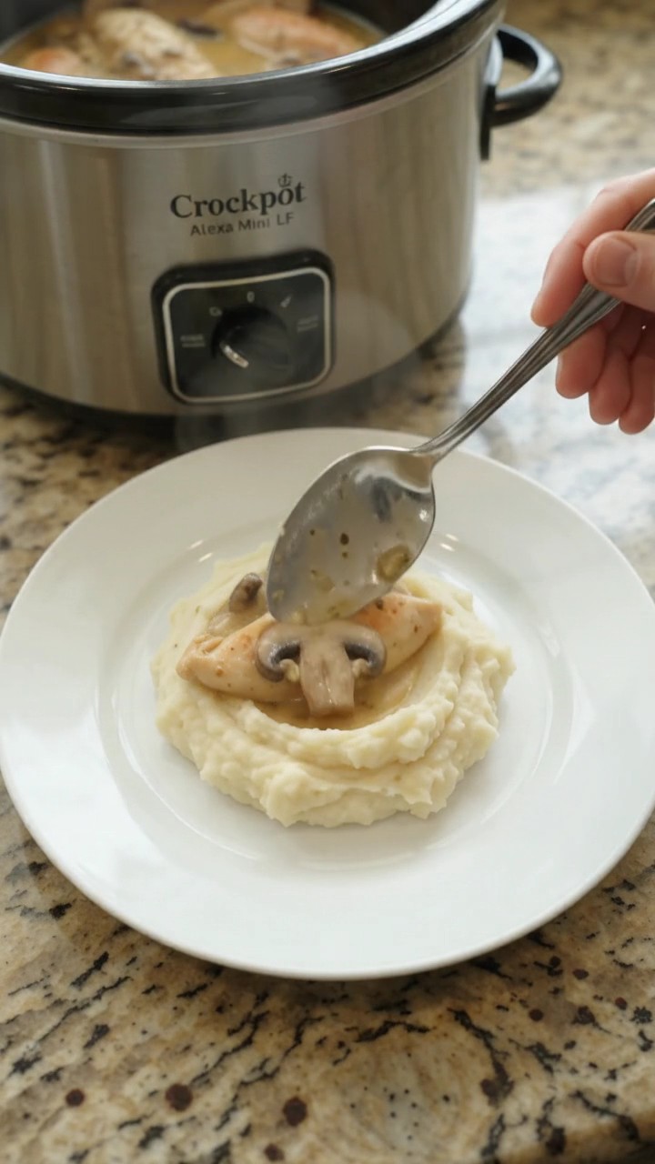 Crockpot Golden Swiss Mushroom Chicken Tenders