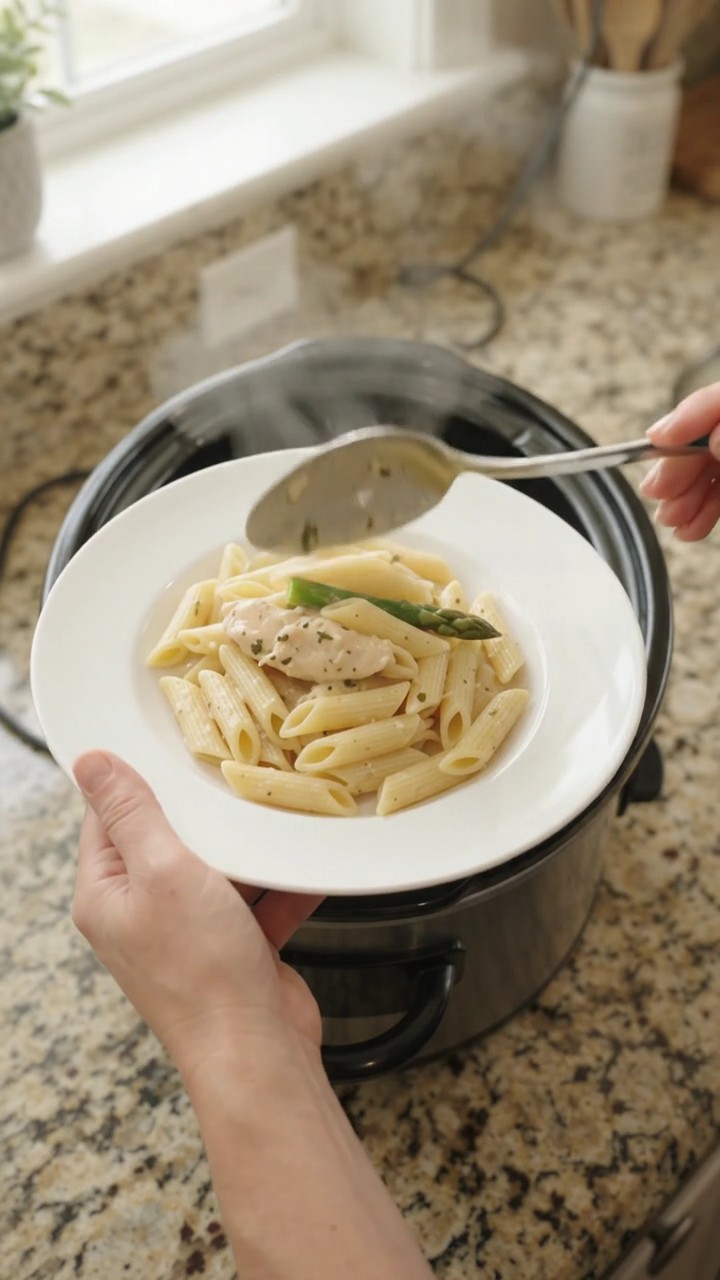 Crockpot Golden Mozzarella Asparagus Chicken Tenders