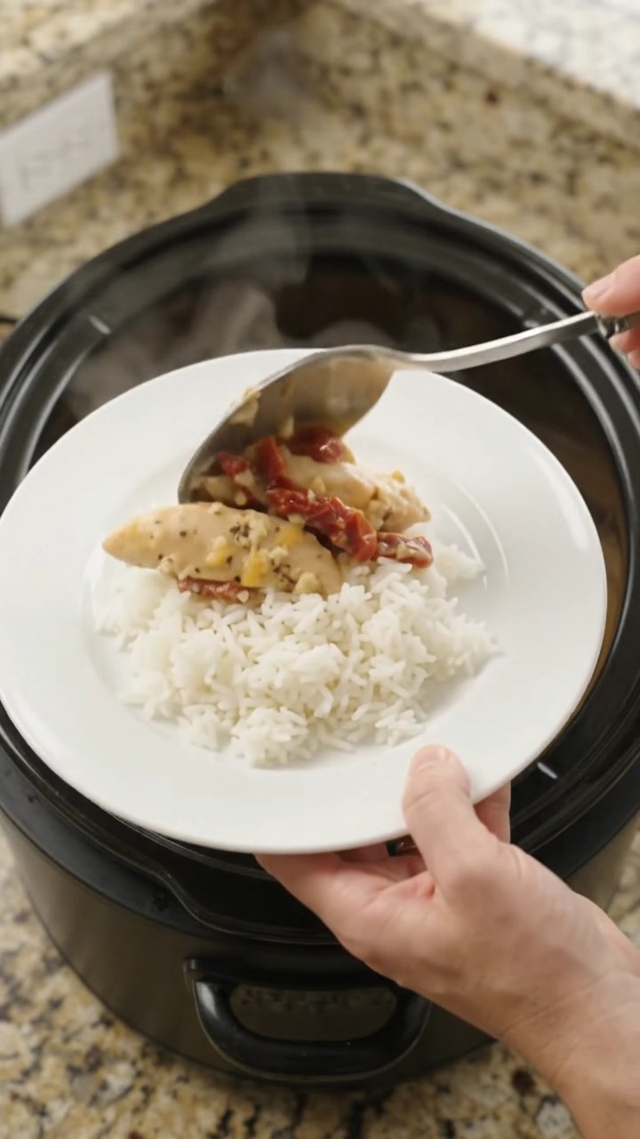 Crockpot Golden Cheddar Sun-dried Tomato Chicken Tenders