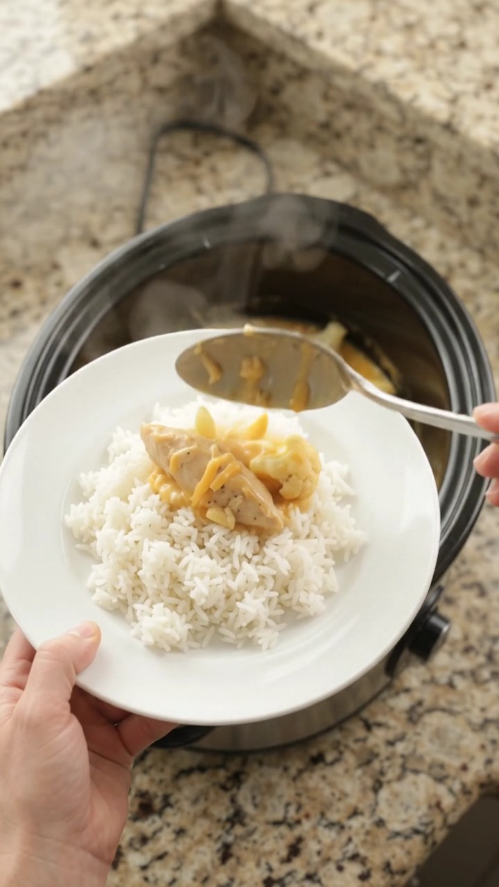 Crockpot Golden Cheddar Cauliflower Chicken Tenders