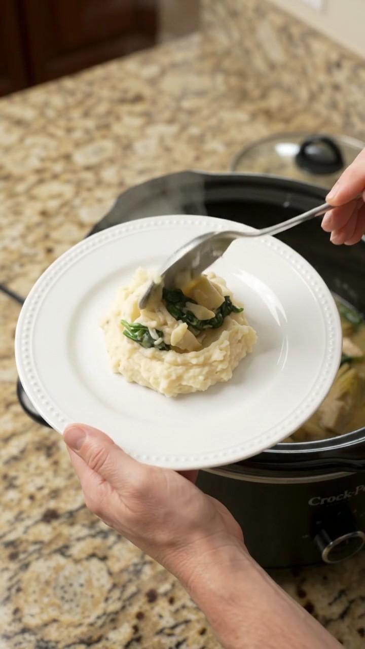 Crockpot Homestyle Swiss Spinach Artichoke Turkey Breast
