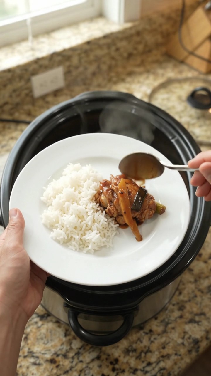 Crockpot Ginger Scallion Hickory BBQ Chicken Thighs