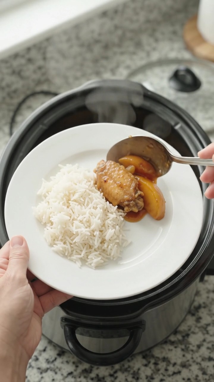 Crockpot Peach Honey Soy Chicken Wings