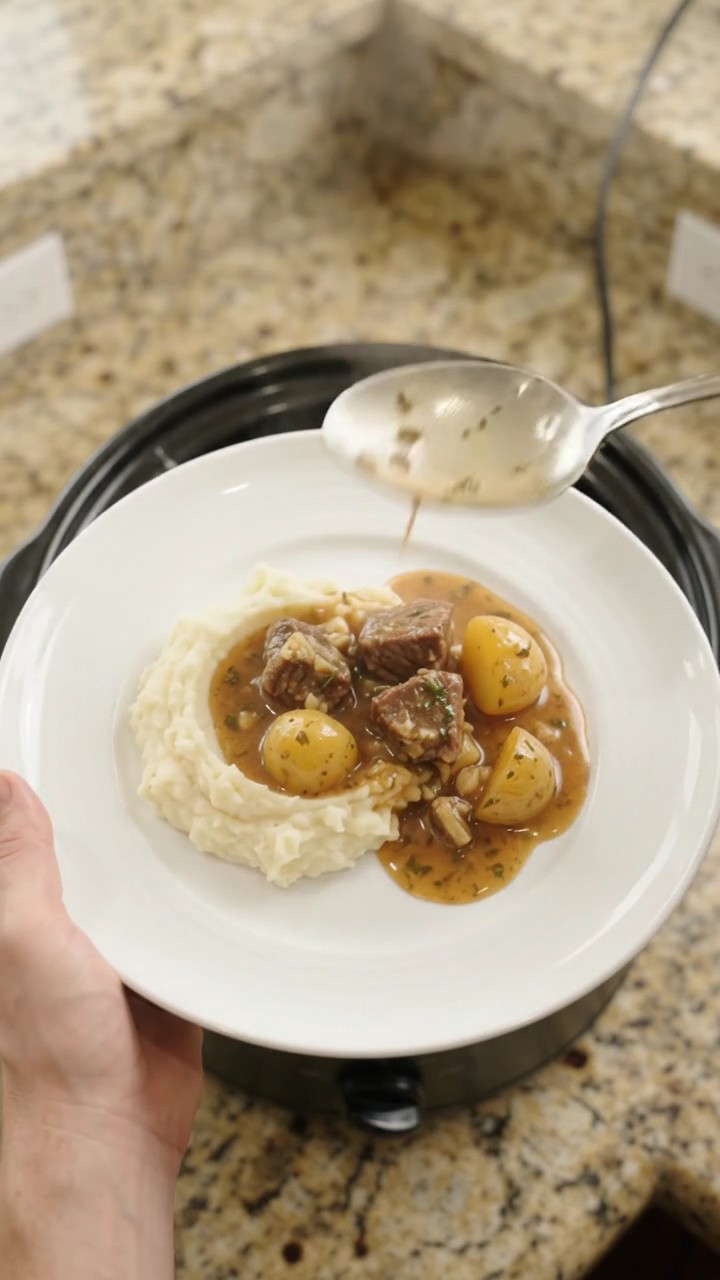 Crockpot Cowboy Butter Garlic Potato Beef Bites