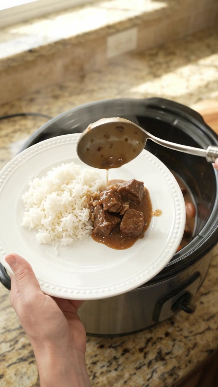 Crockpot Bourbon Gravy Carrot Potato Beef Bites