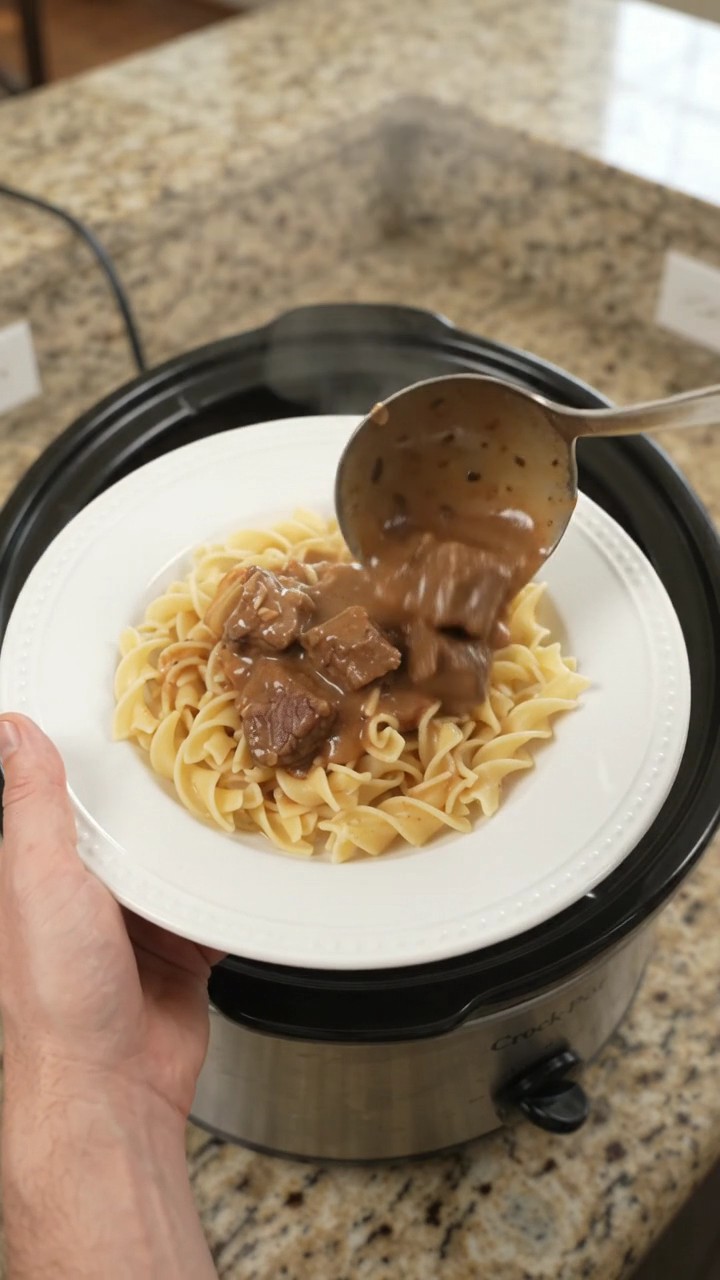 Crockpot Sour Cream Portobello Beef Bites