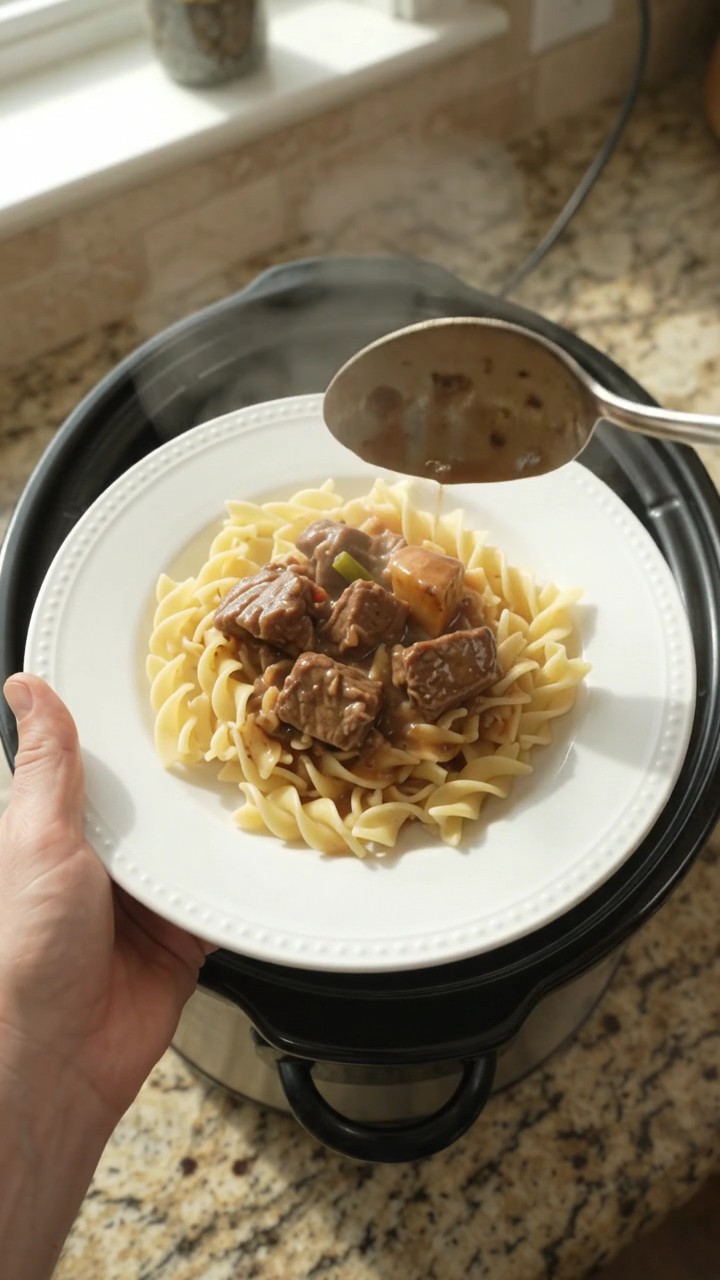 Crockpot Sour Cream Green Bean Beef Bites