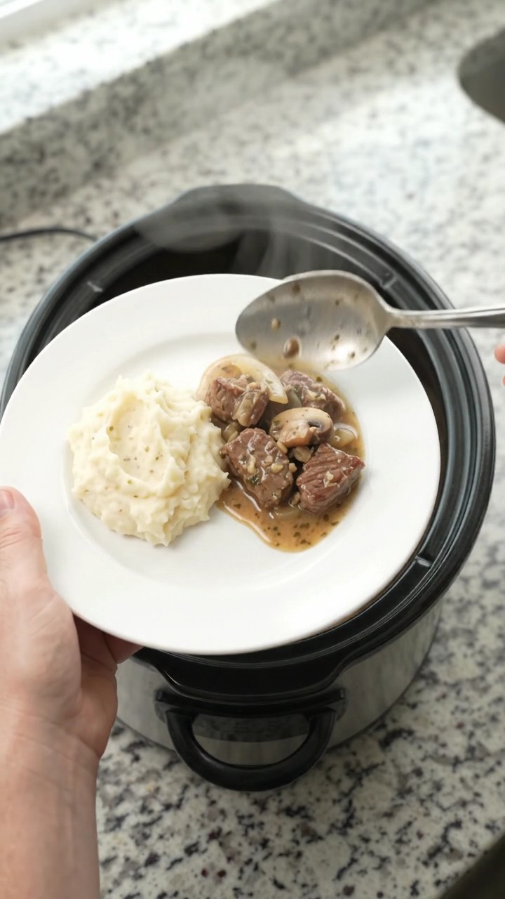 Crockpot Cowboy Butter Mushroom Sirloin Tips