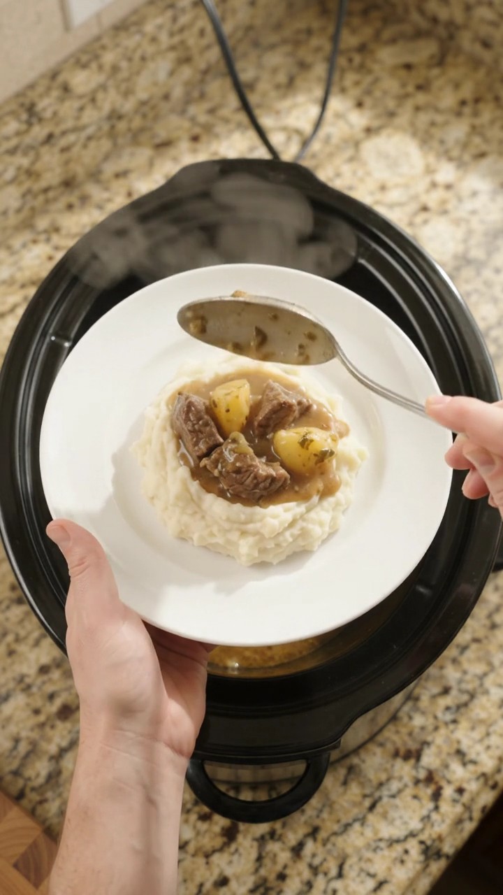 Crockpot Cowboy Butter Garlic Potato Sirloin Tips