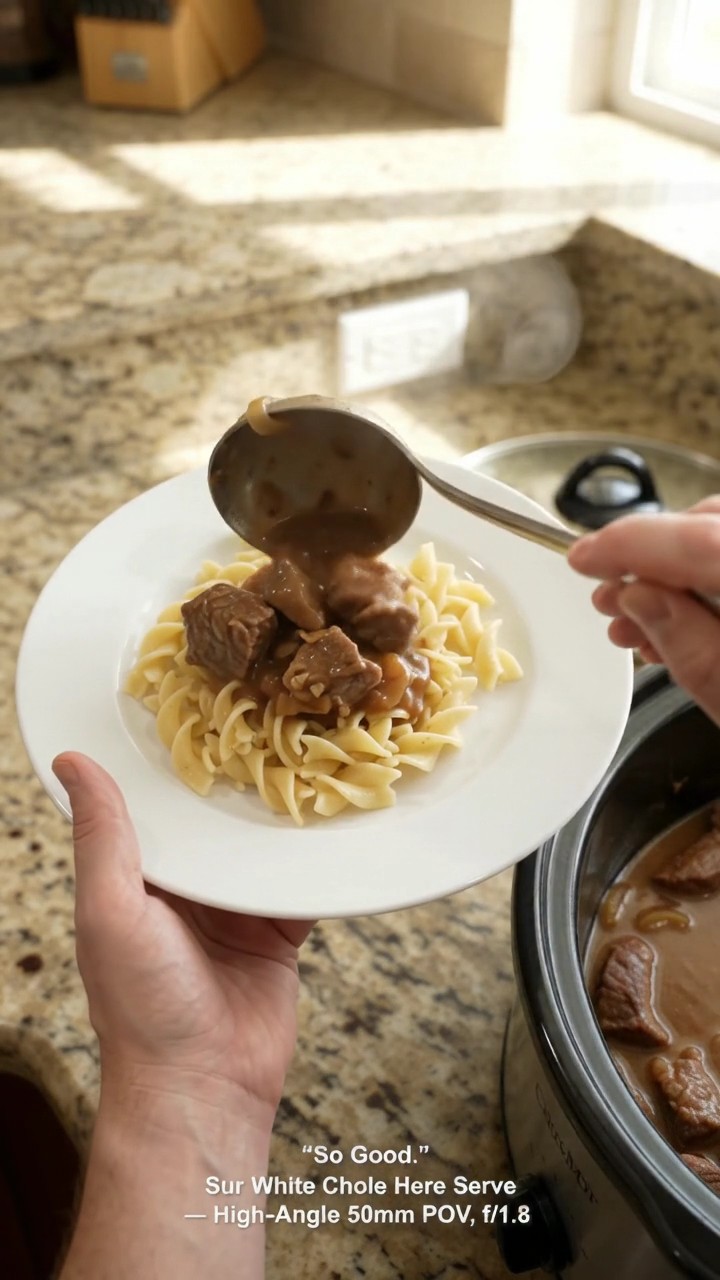 Crockpot Sour Cream French Onion Sirloin Tips