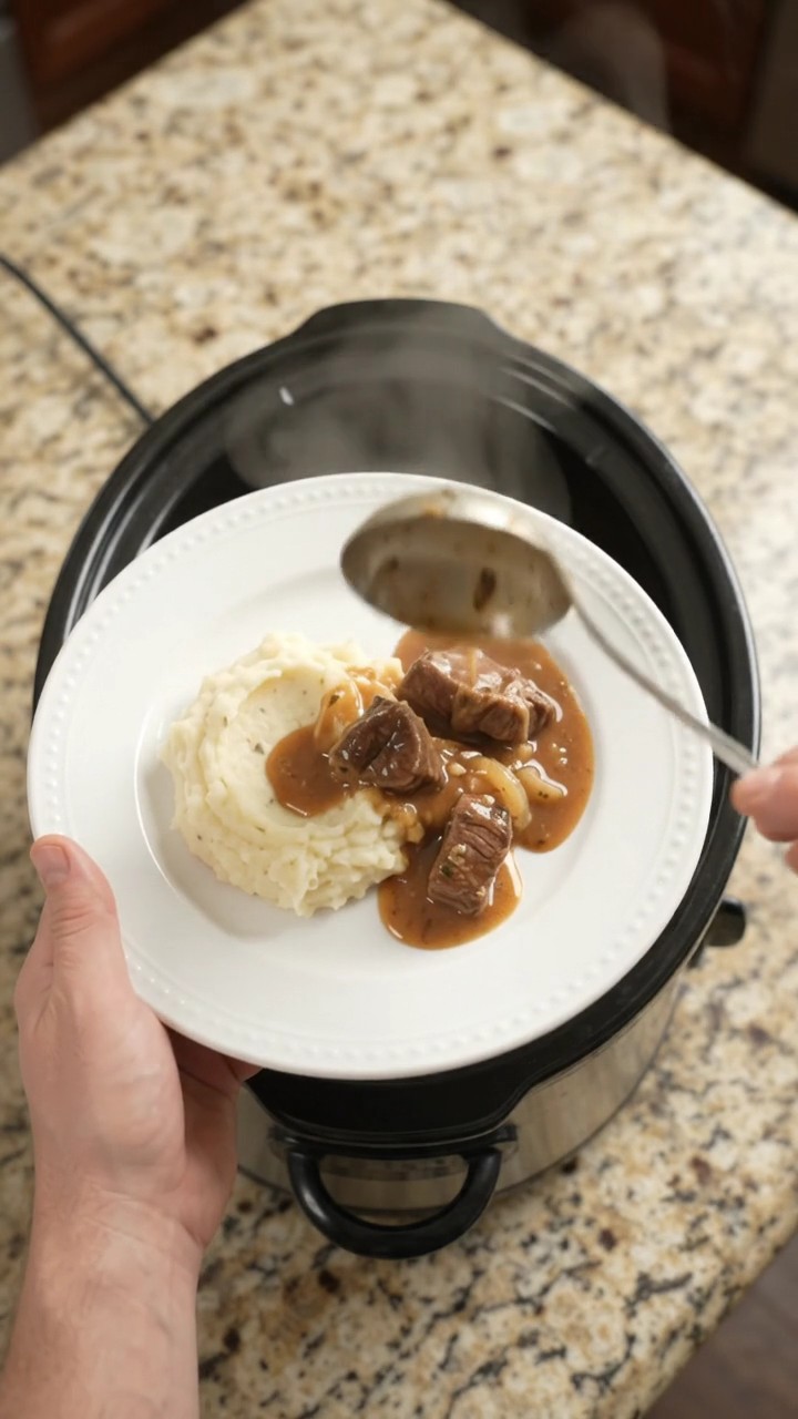 Crockpot Cowboy Butter French Onion Sirloin Tips