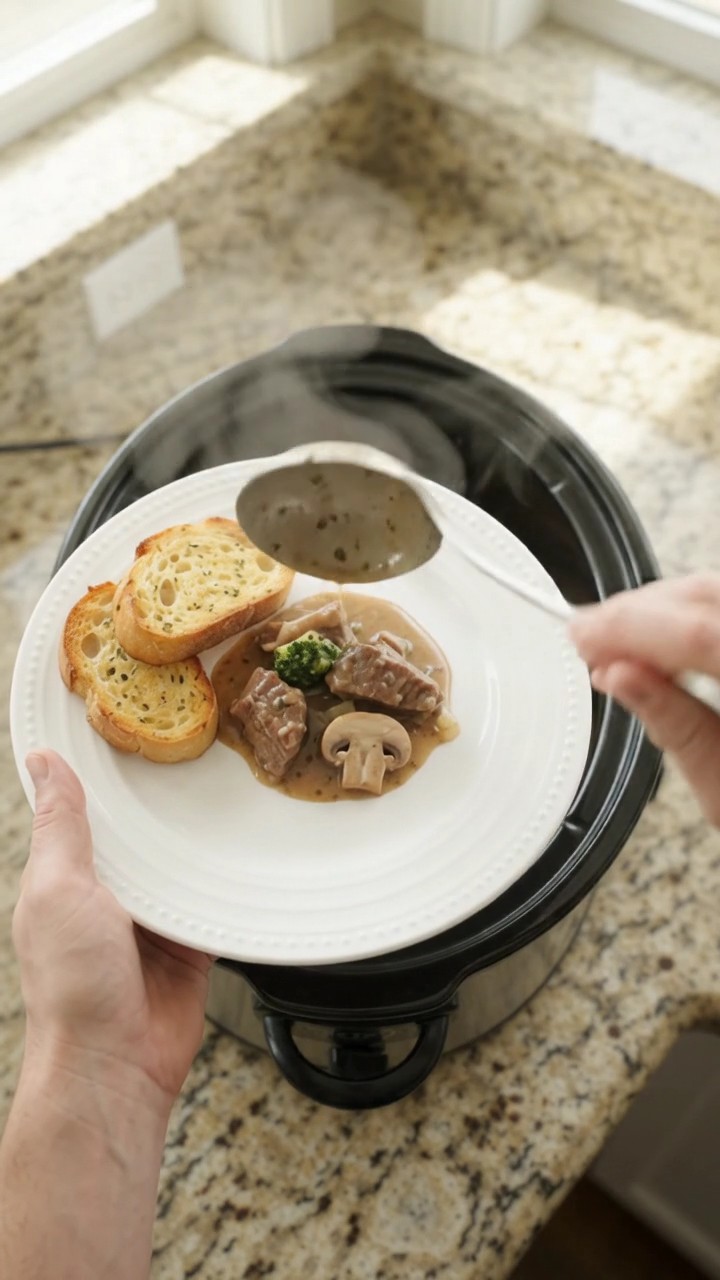 Crockpot Gruyère Cream Broccoli Sirloin Tips