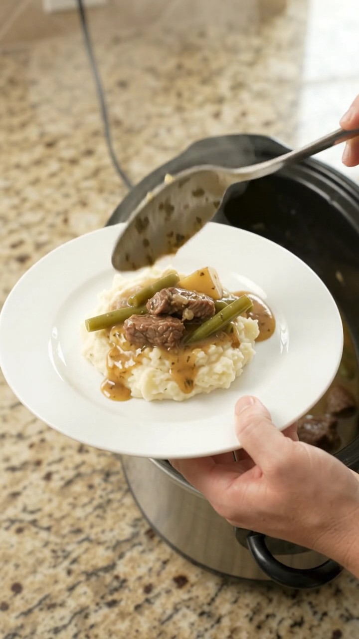 Crockpot Cowboy Butter Green Bean Sirloin Tips