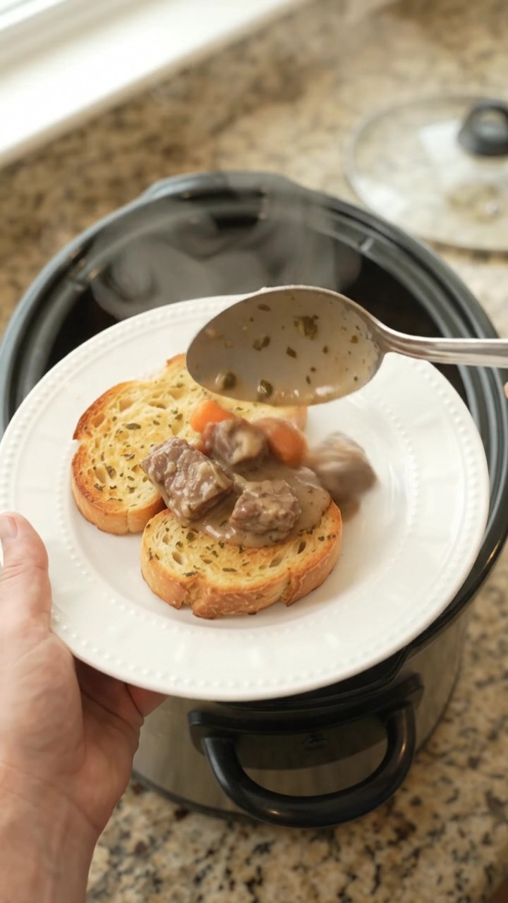 Crockpot Gruyère Cream Carrot Potato Ribeye Bites
