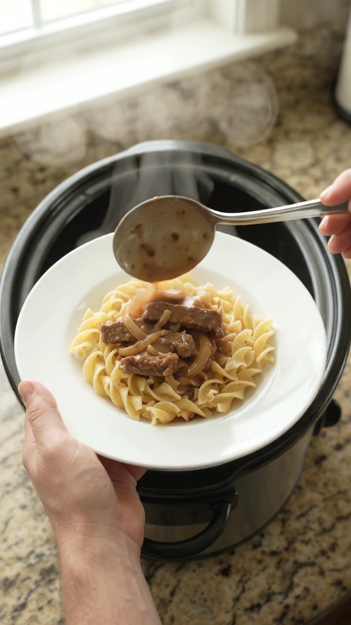 Crockpot Sour Cream French Onion Flank Steak