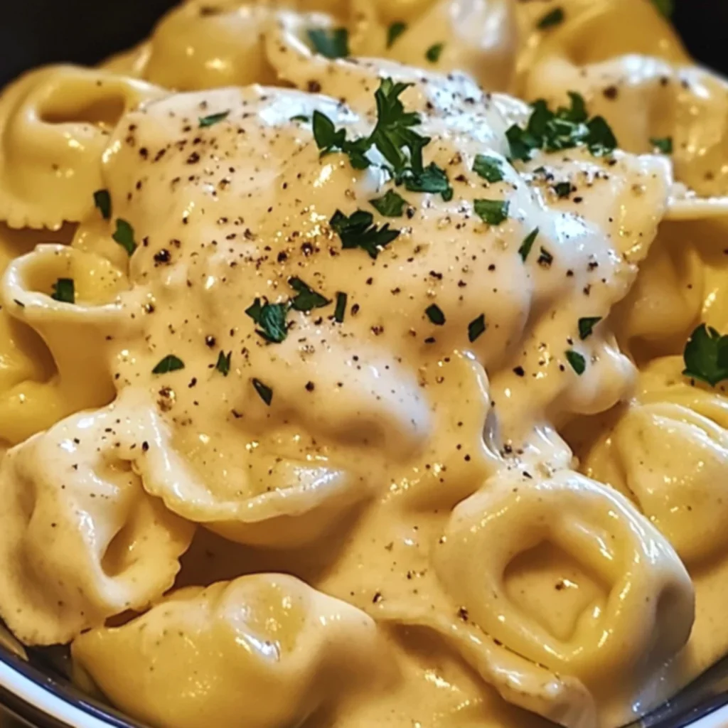 Crockpot Chicken Alfredo Tortellini