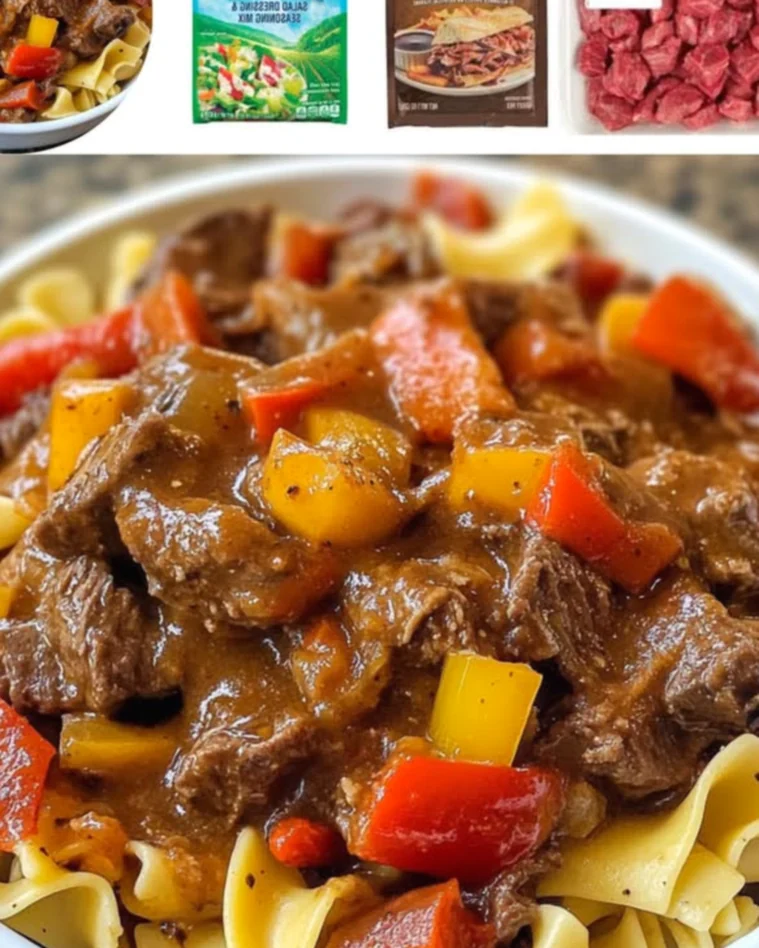 Crockpot Mississippi Beef and Noodles