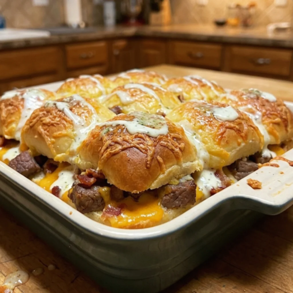 Garlic Butter Bacon Ranch Steak Sliders