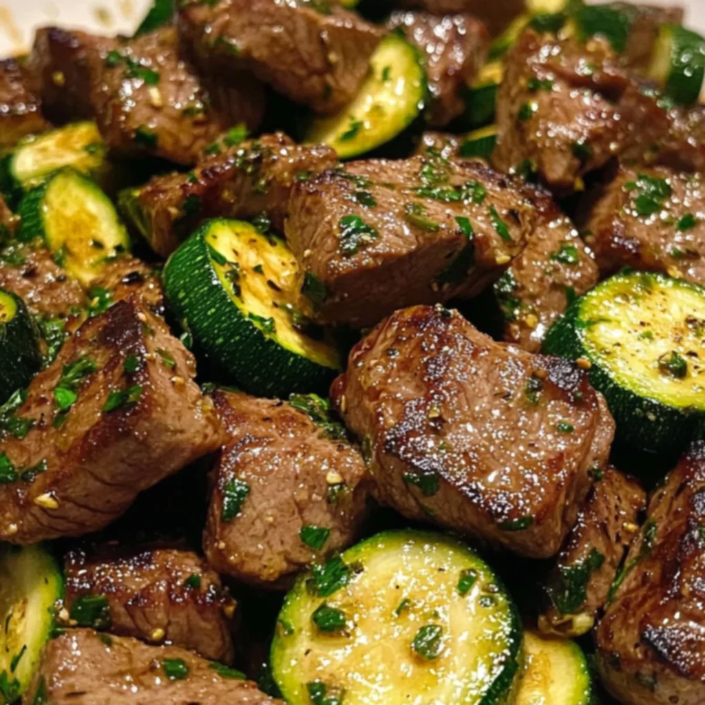 Garlic Butter Steak Bites With Zucchini