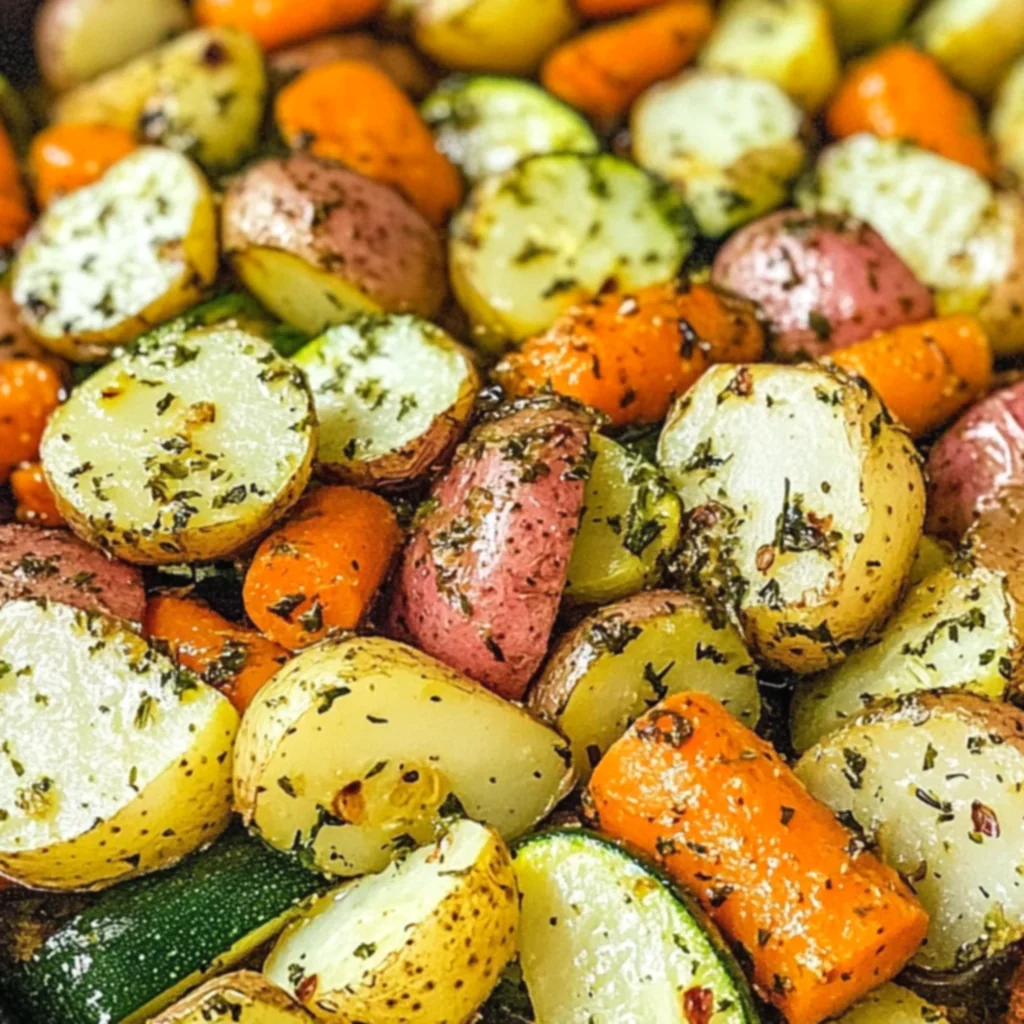 Garlic Herb Roasted Potatoes, Carrots, and Zucchini