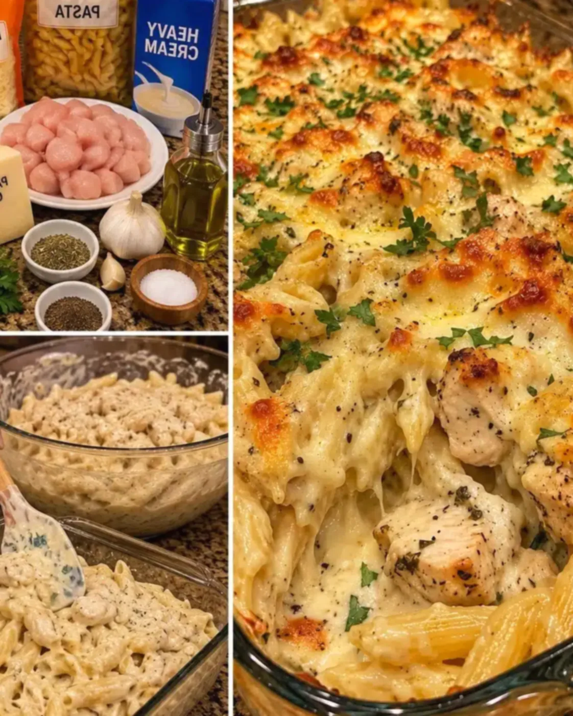 Garlic Parmesan Chicken Pasta Bake