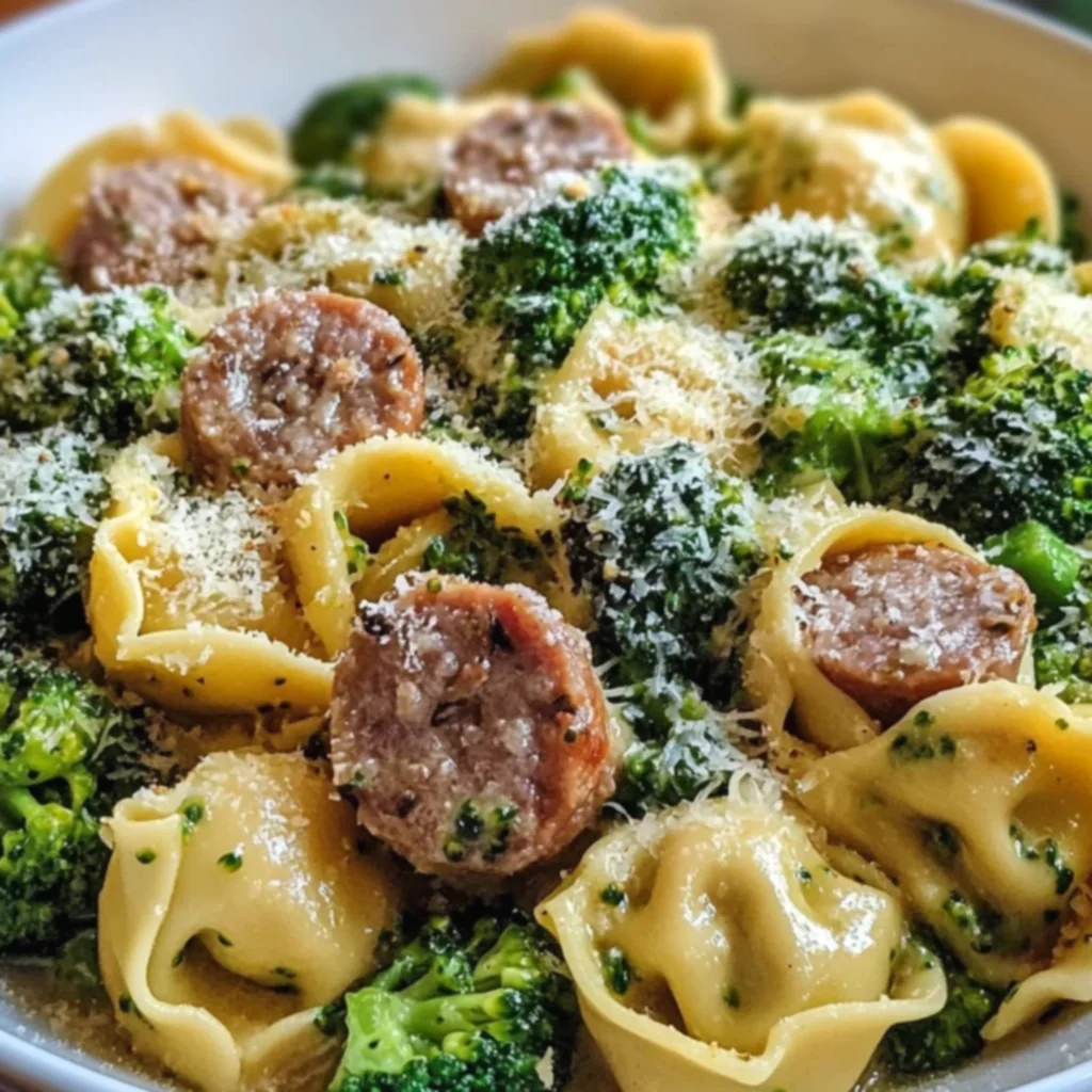 Garlic Parmesan Tortellini with Sausage and Broccoli