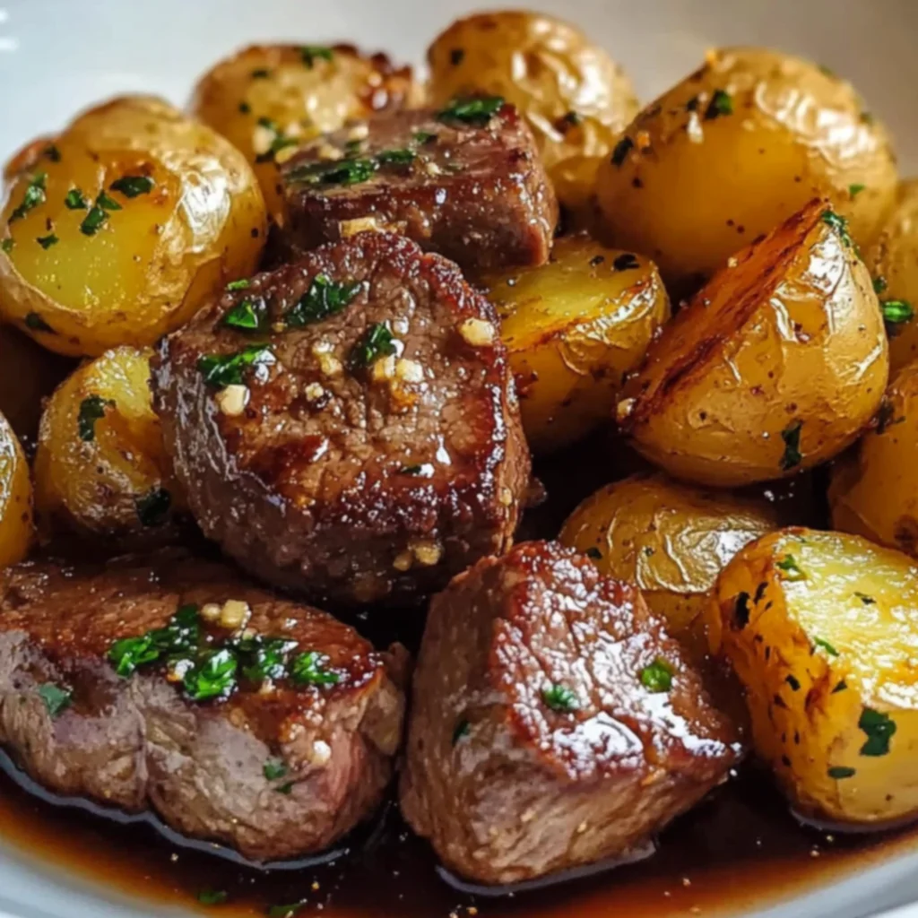 Garlic Steak Bites and Potatoes