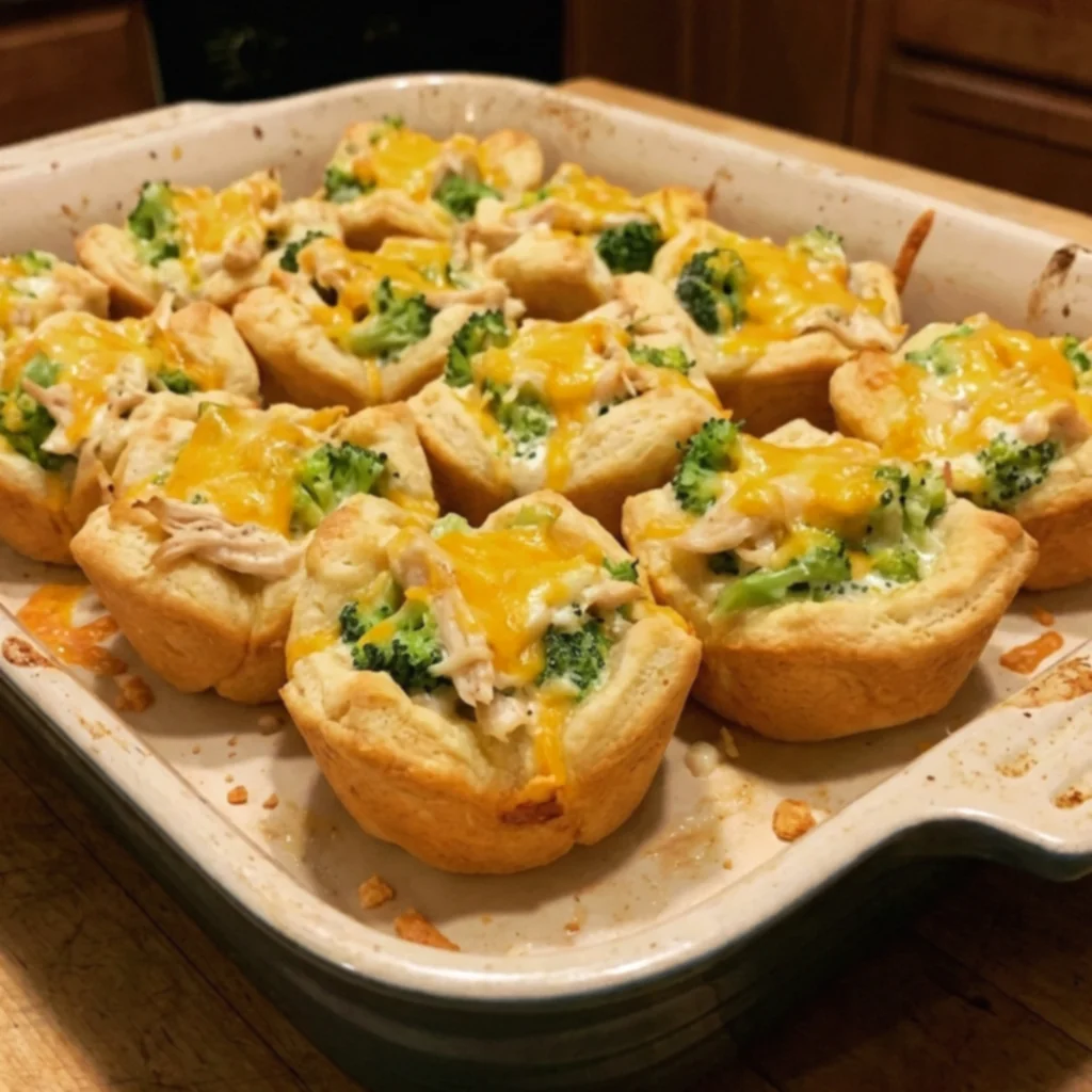 Loaded Broccoli Cheddar Chicken Alfredo Biscuit Cups
