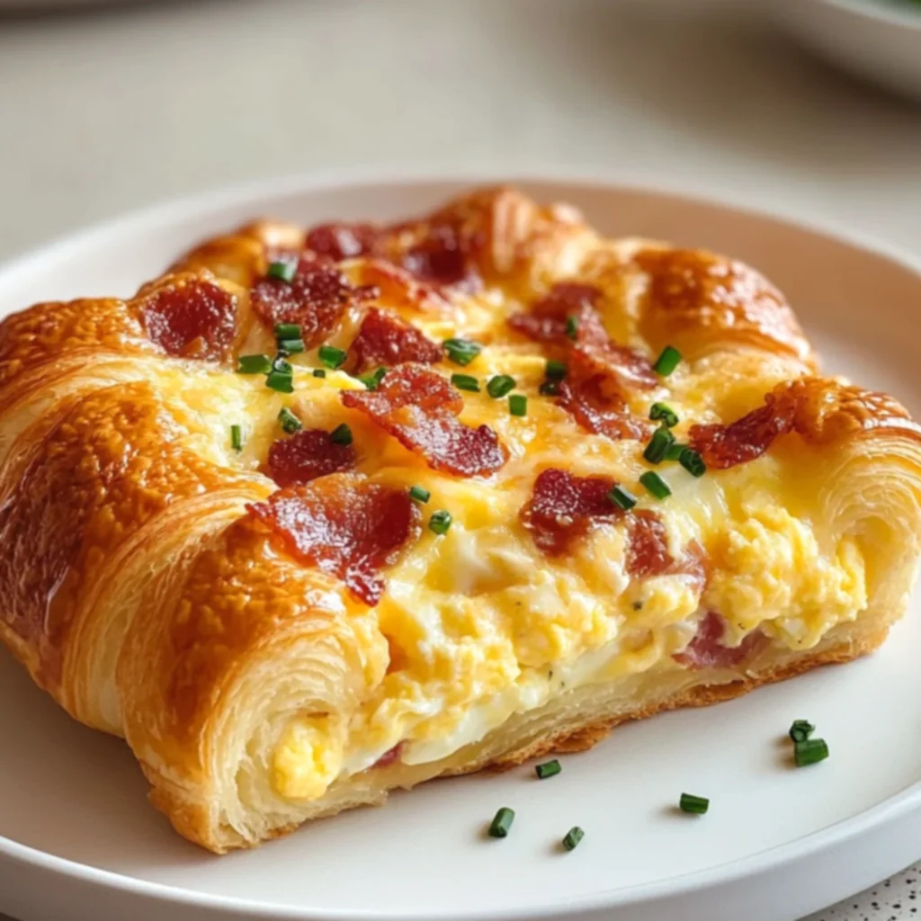 Loaded Croissant Egg and Bacon Breakfast Casserole