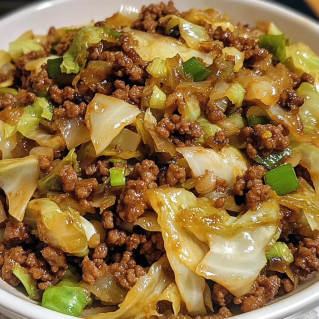 Low-Carb Mongolian Ground Beef and Cabbage
