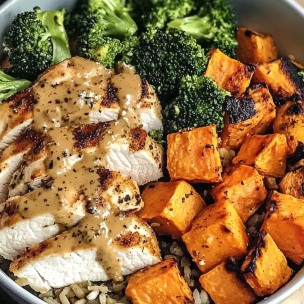Maple Dijon Chicken Sweet Potato Bowls