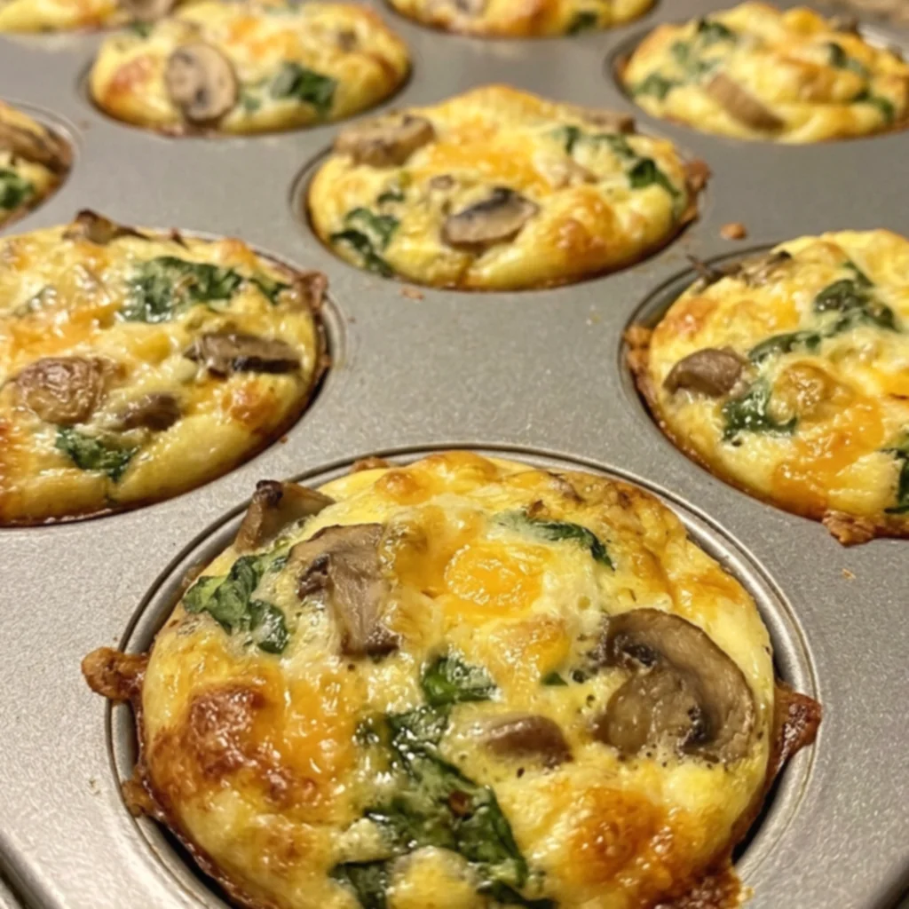 Mushroom Spinach Cheddar Egg Cups