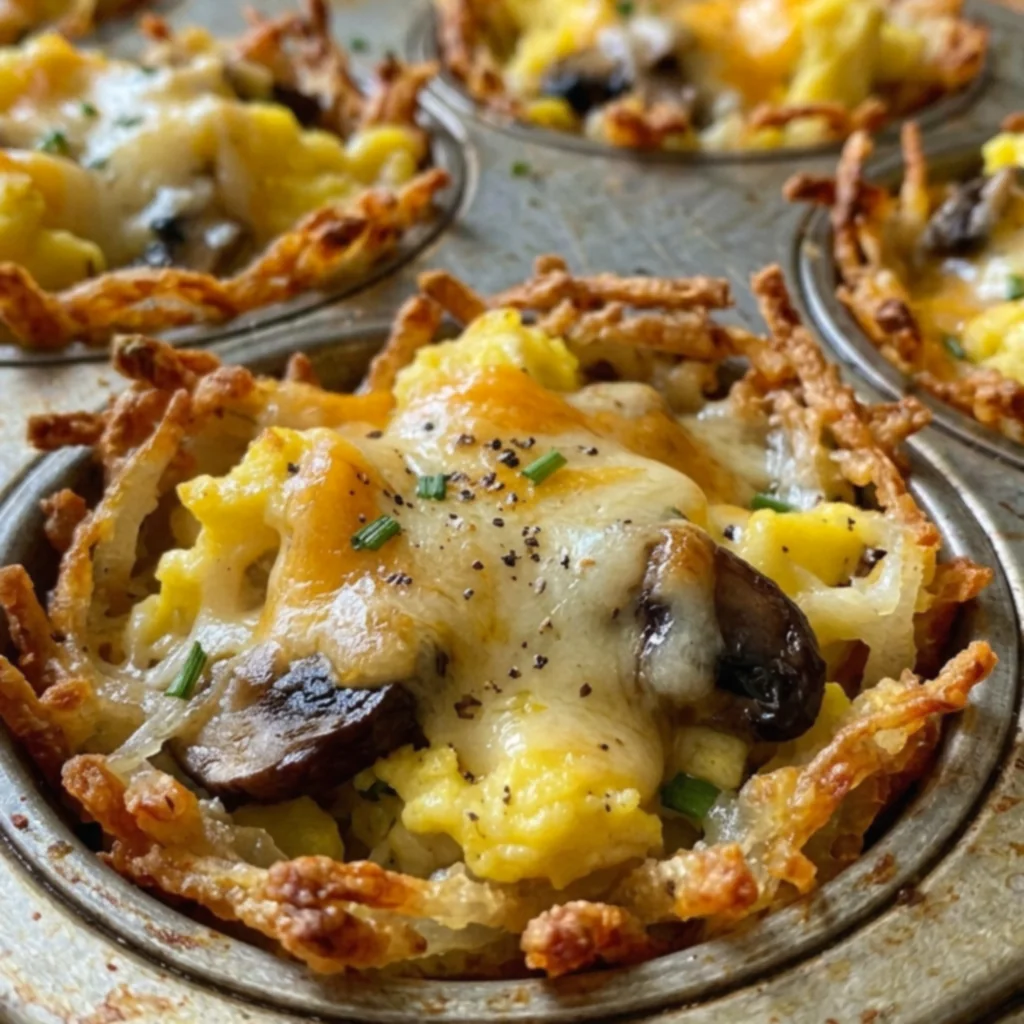 Mushroom Swiss Egg & Cheddar Hash Brown Cups