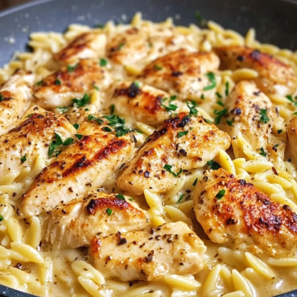 One-Pot Cajun Chicken Alfredo Orzo