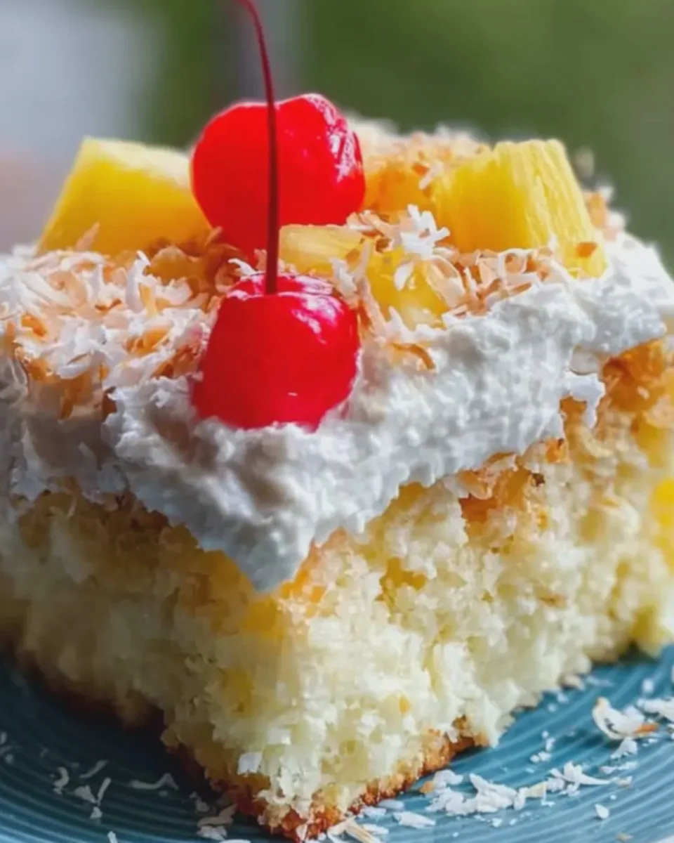 Patriotic Pineapple Coconut Poke Cake