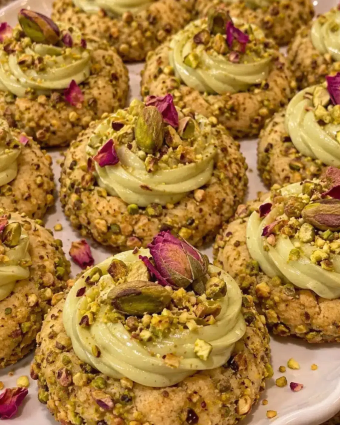 Pistachio Cream Thumbprint Cookies