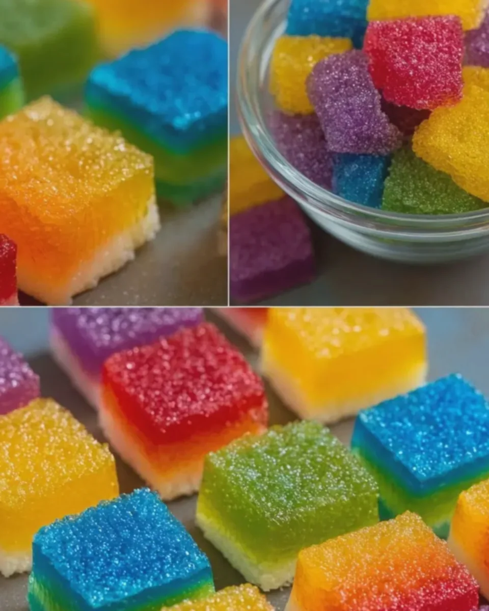 Rainbow Jell-O Pineapple Candy Bites