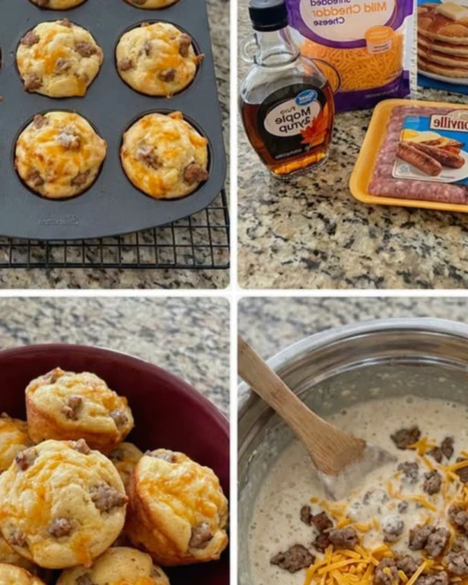 Savory Sausage and Cheddar Pancake Bites