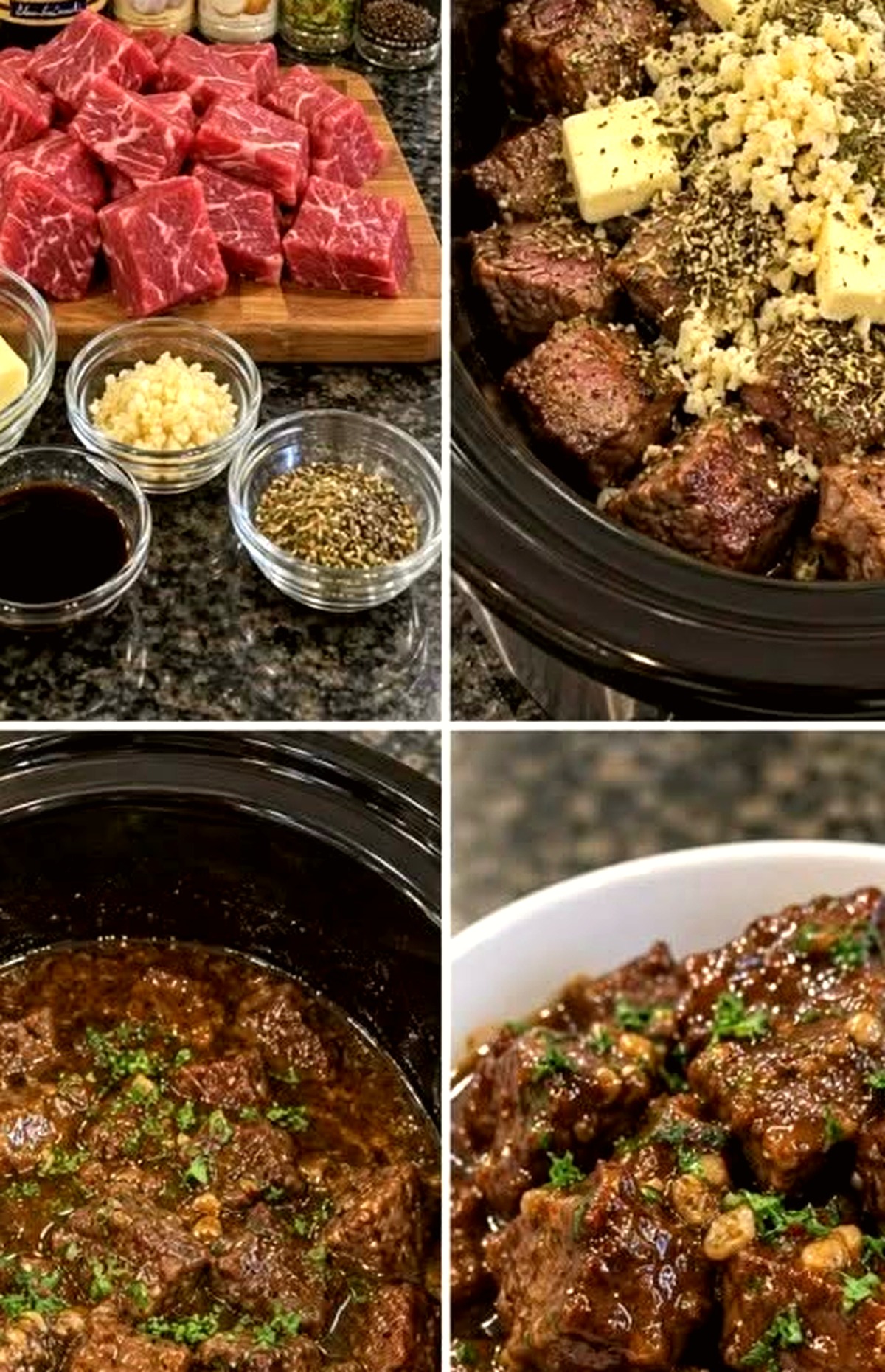 Slow Cooker Garlic Butter Beef Bites and Baby Potatoes Recipe