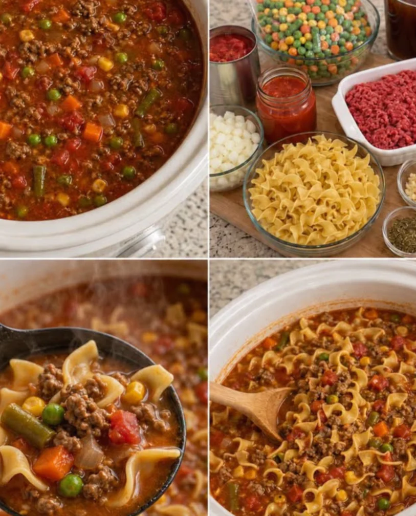 Slow-Cooker Beef and Vegetable Noodle Soup
