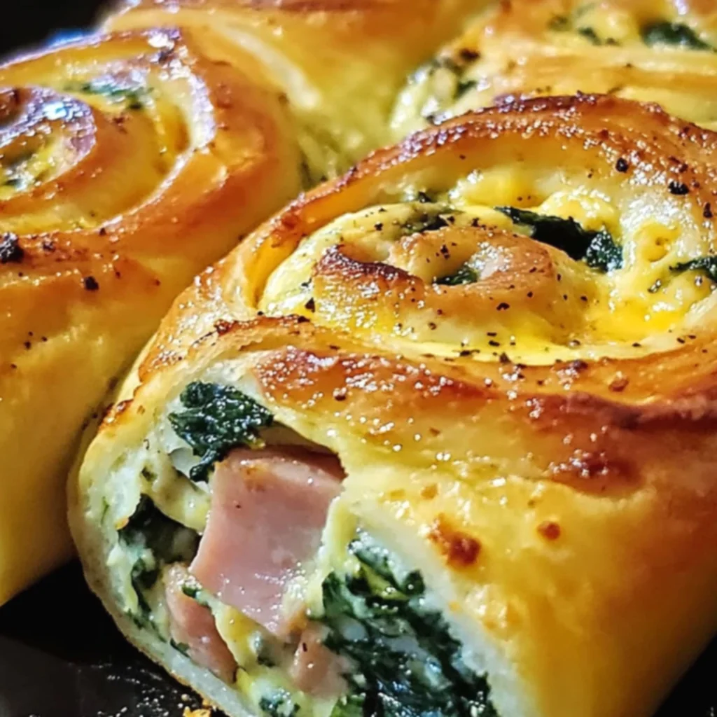 Spinach Ham Breakfast Rolls