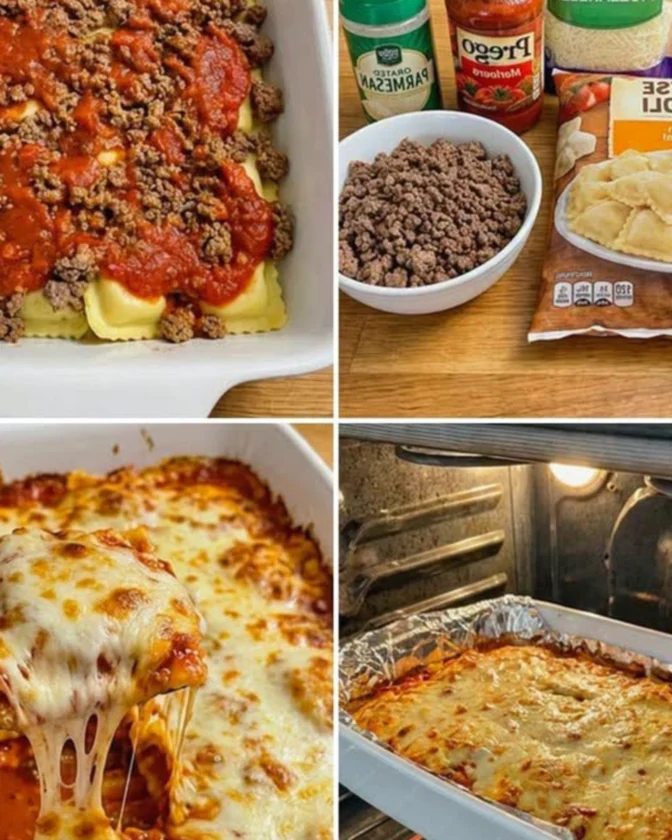 Ultimate Baked Cheese Ravioli with Meat Sauce
